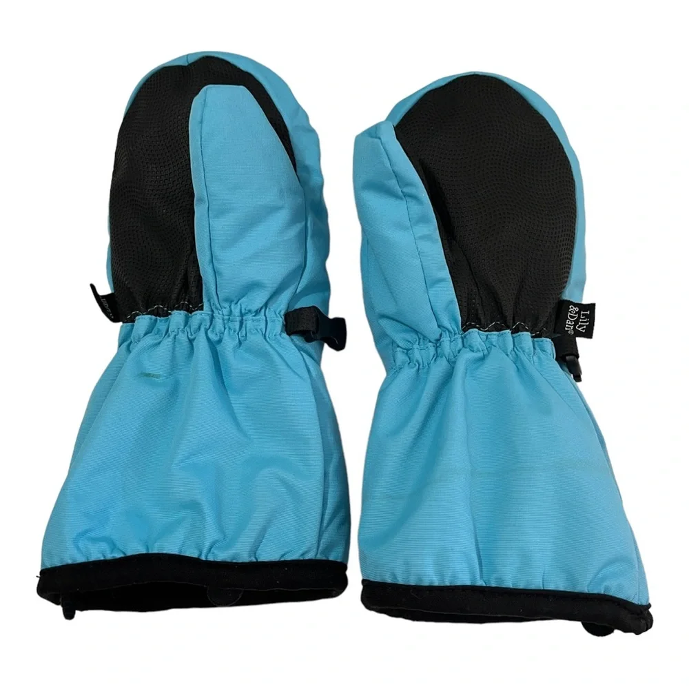 Lily & Dan Girls Mittens Size Large Pink Blue Elastic Wrist Warm Cute Wasable